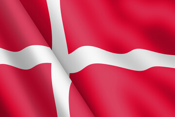 Denmark waving flag 3d illustration wind ripple