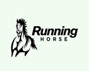 Fototapeta na wymiar running horse drawn art logo template illustration