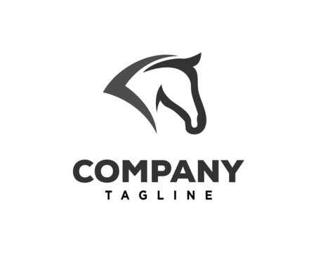 abstract simple minimalist elegant head horse logo icon symbol template illustration