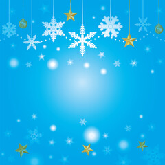 Fototapeta na wymiar クリスマスの星と雪の結晶の背景イラスト