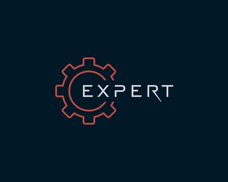 Gear abstract line logo cut off name. Logo template.