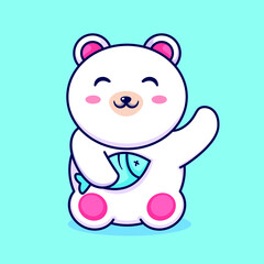 Little polar bear logo icon design template