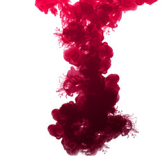 Vibrant Red Ink Cloud on White Background