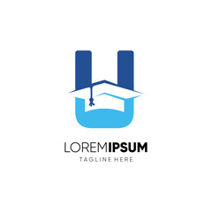 Letter U Graduation Hat Education Logo Design Vector Icon Graphic Emblem Illustration Background Template © HendraGuns11