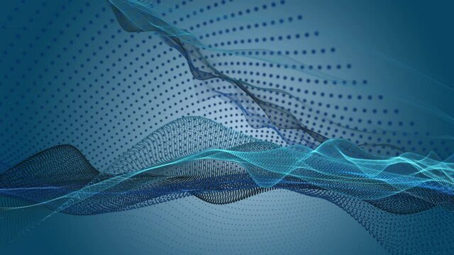 Fantastic video animation with particle wave object in slow motion, 4096x2304 loop 4K