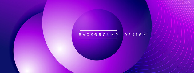 Gradient circles with shadows. Vector techno abstract background. Modern overlapping forms wallpaper background, design template