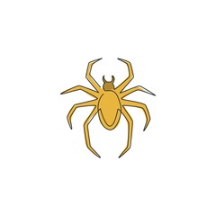 One continuous line drawing of spider spreading the long legs for business logo identity. Cute insect animal concept for pet lover icon. Modern single line draw design graphic vector illustration