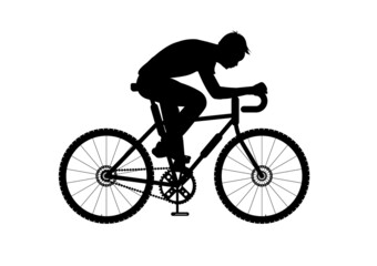 Fototapeta na wymiar graphics image silhouette man riding a bicycle vector illustration isolated white background