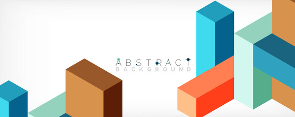 Abstract background. 3d cubes, cubic elements and blocks. Techno or business concept for wallpaper, banner, background, landing page