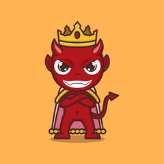cute cartoon devil stylized like a king. vector illustration for mascot logo or sticker