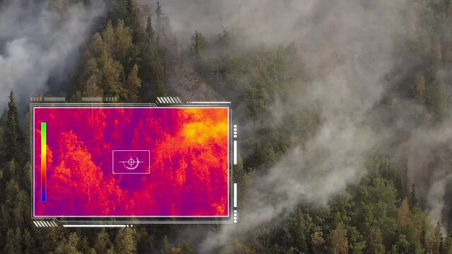 Thermal Cameras Deliver Diagnostics of forest fires and wildfires - 3d animation