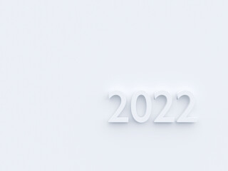 NEW YEAR 2022 ISOLATED NUMBERS FOR NEW YEAR 3D ILLUSTRATION ON A WHITE BACKGROUND