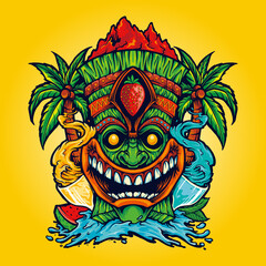 Tiki Tropical Cocktail Drinks Classic Vector illustrations for your work Logo, mascot merchandise t-shirt, stickers and Label designs, poster, greeting cards advertising business company or brands.