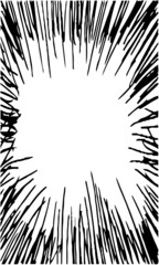 Fototapeta premium 手書きでラフに描いた漫画集中線 縦長