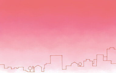 夕方の街並みの背景イラスト