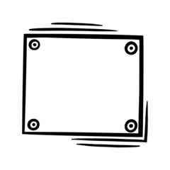 Doodle paper pinned on a wall. Blank paper with pins. Doodle vector illustration isolated in white background