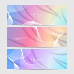 Set of abstract pink pastel color banner background with 3d overlap layer and wave shapes. Geometric, polygonal Abstract background, texture, advertisement layout. web page. header for website.