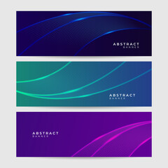 Fototapeta premium Set of abstract red blue green banner background with 3d overlap layer and wave shapes. Geometric, polygonal Abstract background, texture, advertisement layout. web page. header for website.