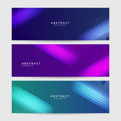 Set of abstract blue purple green technology banner design background. Geometric, polygonal Abstract background, texture, advertisement layout. web page. header for website.