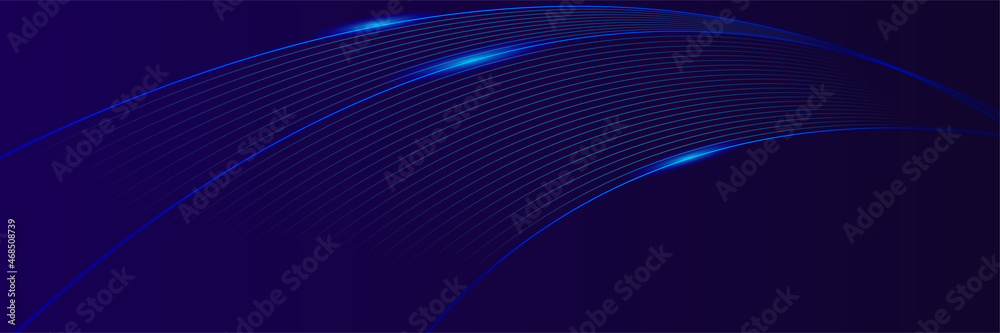 Poster Modern colorful dark blue wave wide banner background. Abstract background for banner design. Web banner, texture, and header for website. Vector abstract graphic design pattern background template.