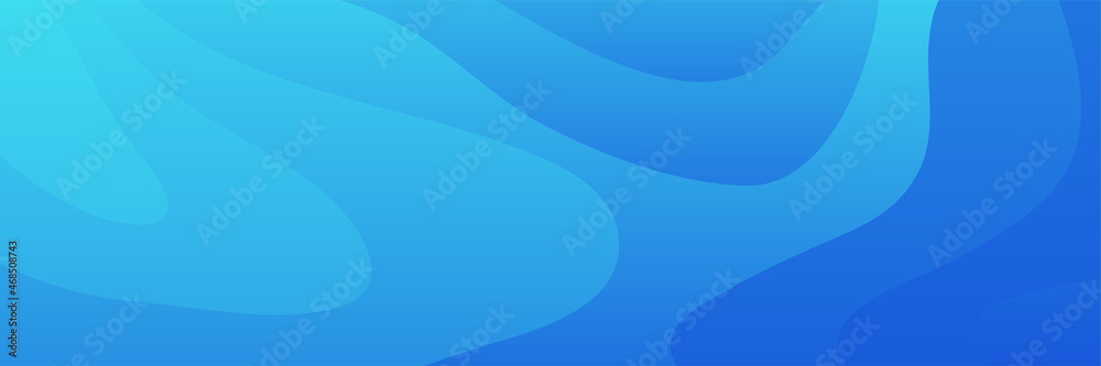 Poster Modern colorful blue wave wide banner background. Abstract background for banner design. Web banner, texture, and header for website. Vector abstract graphic design banner pattern background template.
