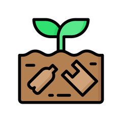 Soil Pollution Icon, Filled Line style icon vector illustration, Suitable for website, mobile app, print, presentation, infographic and any other project.