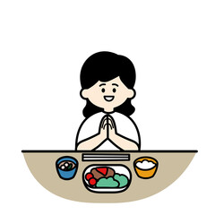 いただきます　こども　女の子　カラー