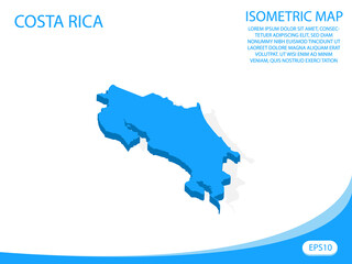 Modern vector isometric of Costa Rica blue map. elements white background for concept map easy to edit and customize. eps 10