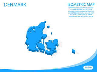 Modern vector isometric of Denmark blue map. elements white background for concept map easy to edit and customize. eps 10
