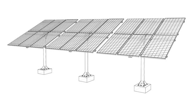 Solar Panel Concept. Vector rendering of 3d