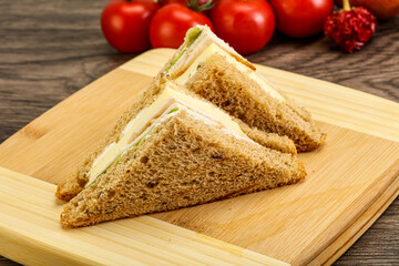 Club sandwich with chicken and cheese