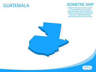 Modern vector isometric of Guatemala blue map. elements white background for concept map easy to edit and customize. eps 10