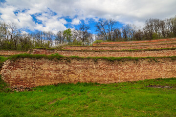 Obraz premium Singing terraces are garden terraces built at 19th century and fortified by brick walls in Kharkiv region, Ukraine