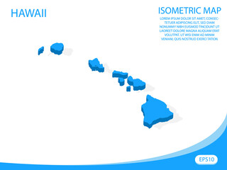 Modern vector isometric of Hawaii blue map. elements white background for concept map easy to edit and customize. eps 10