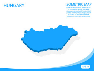 Modern vector isometric of Hungary blue map. elements white background for concept map easy to edit and customize. eps 10