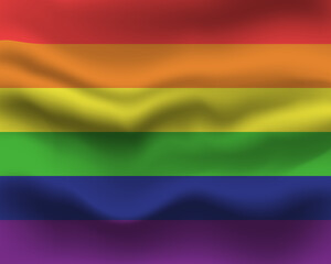 Flag LGBTQ+ wave realistic concept banner, web vector illustration. Internet icon and label LGBT community, pride freedom multicolored design check box.