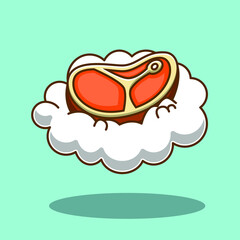 illustration of beef above the clouds