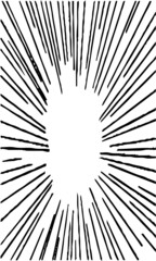 Naklejka premium 手書きの揃った漫画集中線 縦長