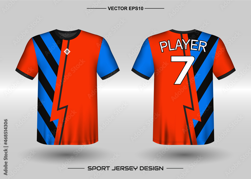 Wall mural t-shirt sport vector design template, soccer jersey mockup for football club. uniform front and back