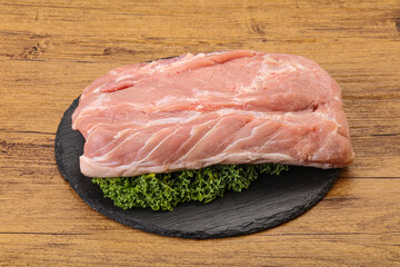 Raw pork loin for cooking
