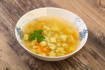 Tasty chicken soup with carrot