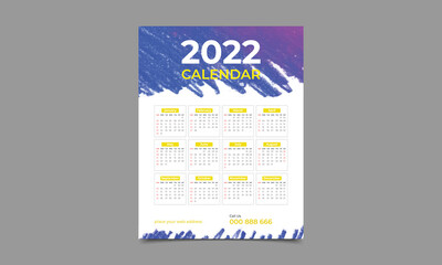 2022 corporate wall calendar design template. vector illustration.