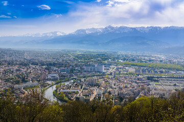 Grenoble city seeing from Bastille viewpoint in France