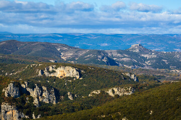 Landscape and peak at Gorges de l'Ardeche