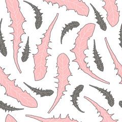 Leaves on a white background. Vector seamless pattern.