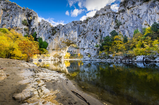Natural arch over the river at Pont d'Arc in Ardeche