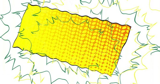 Blap. Comic Book Expression Word. Motion poster. 4k animated text moving on abstract comics background. Retro pop art style.