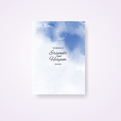 Watercolor wedding invitation card. Beautiful wedding card watercolor with splash.