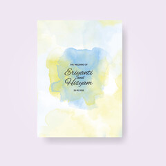 Naklejka na ściany i meble Watercolor wedding invitation card. Beautiful wedding card watercolor with splash.