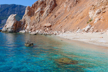 Fototapeta na wymiar Suluada is a lonely island on the southern coast of Turkey. The boat trip to the island starts in the bay of Adrasan.